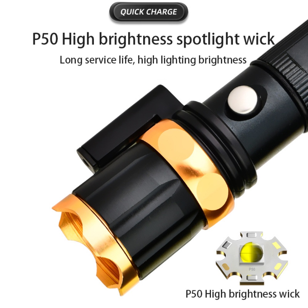 Đèn Pin Mạnh Đèn Pin Sạc Đèn Pin Laser Thu Phóng Siêu Sáng Có Thể Sạc Lại Usb Đèn Led Chiếu Sáng Ngoài Trời La Bàn Mini Đèn Pin Nhỏ