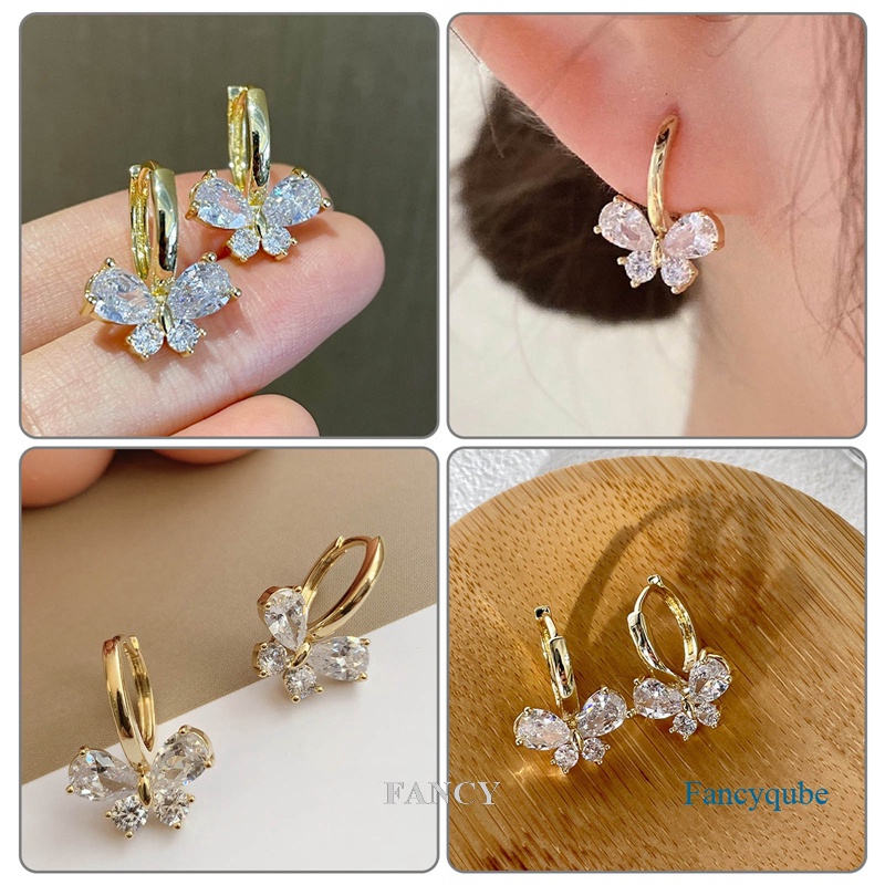 Đôi Khuyên Tai Dài Đính Đá Hình Bướm Thời Trang Cho Nữ