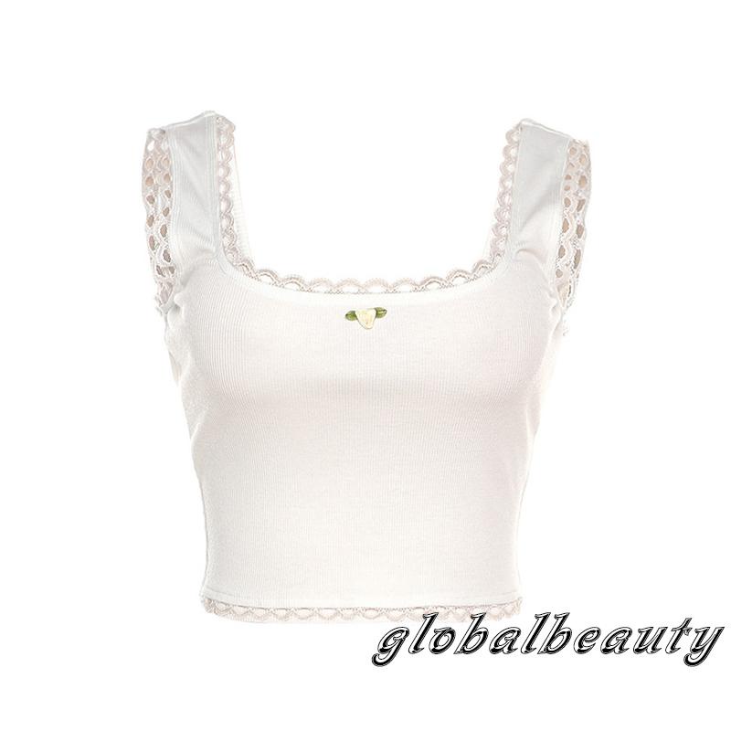 Áo Croptop Ren Hoa 3D Không Tay Thời Trang Mùa Hè Gợi Cảm Cho Nữ