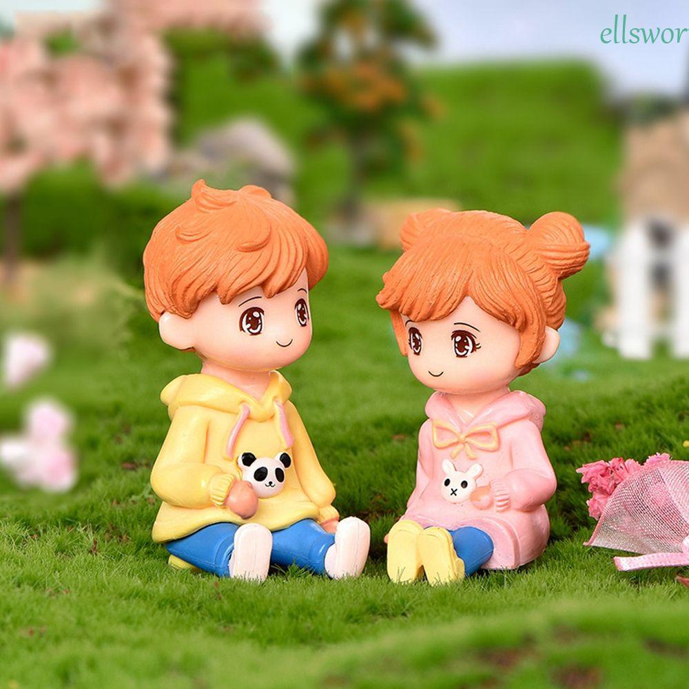 Elsworth Mô Hình Cặp Đôi Bé Trai Bé Gái Mini Trang Trí Tiểu Cảnh