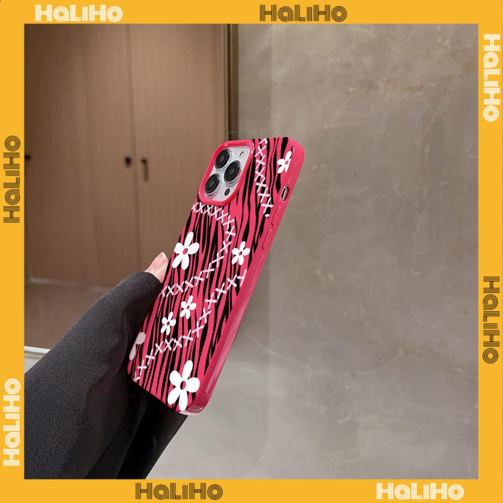 Case for iPhone 11 Soft TPU Glossy Rose Red Candy Case Stripe and Little Flower Camera Protection Shockproof For iPhone 14 13 12 11 Pro Max 7 8 Plus X XR