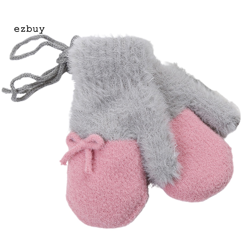 1 Đôi Găng Tay Dệt Kim Dày Giữ Ấm Mùa Đông Màu Sắc Thời Trang Cho Bé