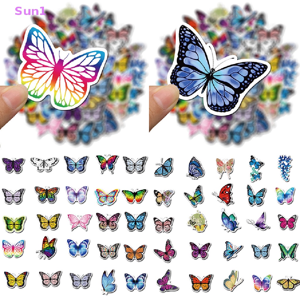 Set 50 Nhãn Dán Hình Bướm Đáng Yêu Trang Trí Đa Ứng Dụng