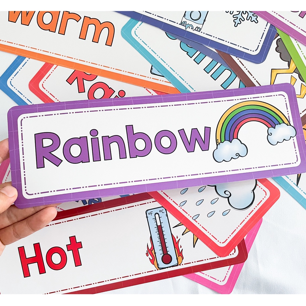 Bộ 16 Tấm Thẻ Học Tiếng Anh Montessori Dùng Để Trang Trí