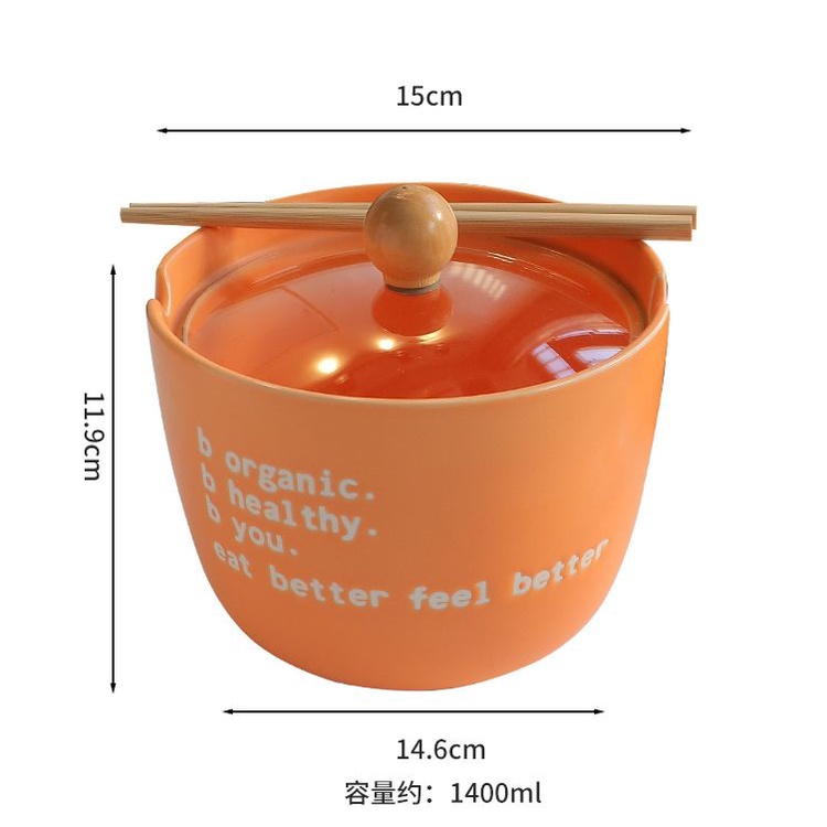 Bát Gốm Ăn Mì Có Nắp Phong Cách Nhật Bản