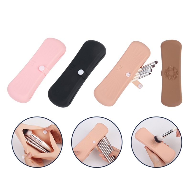 Hộp Đựng Cọ Trang Điểm Bằng Silicone Mềm Nhỏ Gọn Tiện Lợi Dành Cho Đi Du Lịch