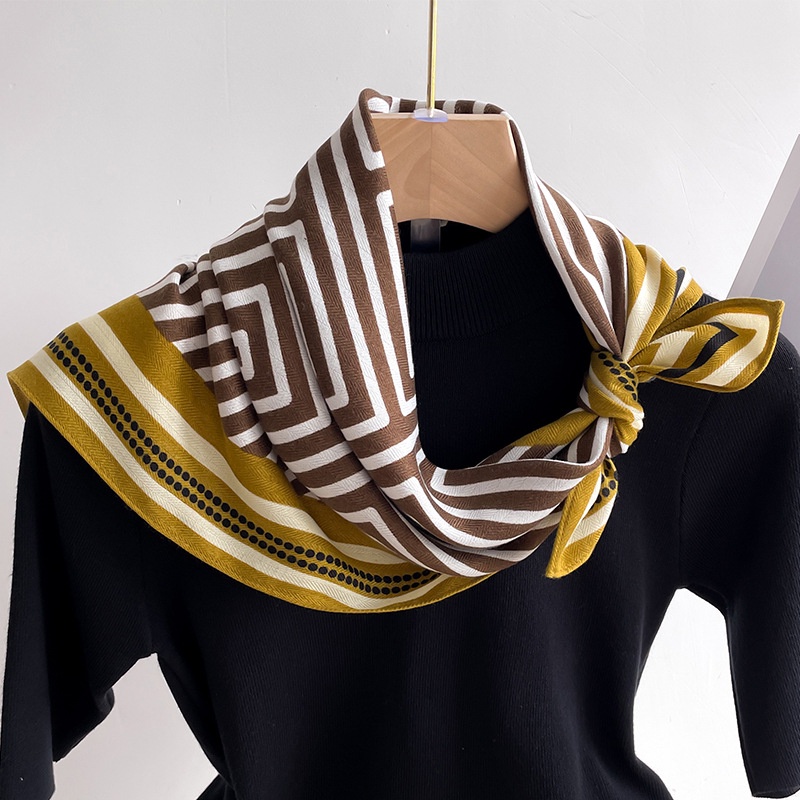 Khăn Choàng Cổ Vải Lanh Cotton Mỏng Họa Tiết Hình Học Đơn Giản Cho Nữ