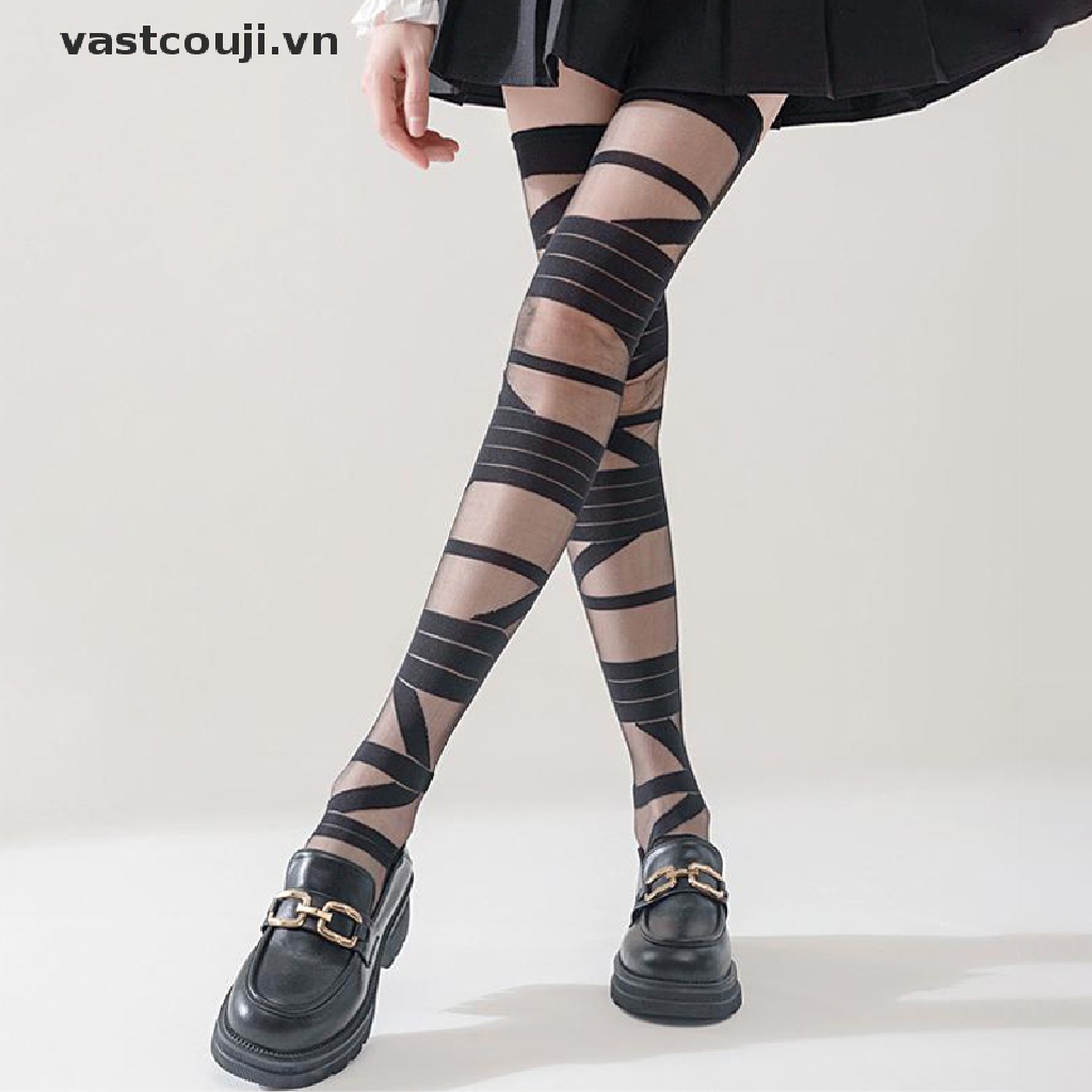 1 Đôi Tất Len Dài Qua Gối Đan Dây Chéo Phong Cách Lolita Gợi Cảm Cho Nữ