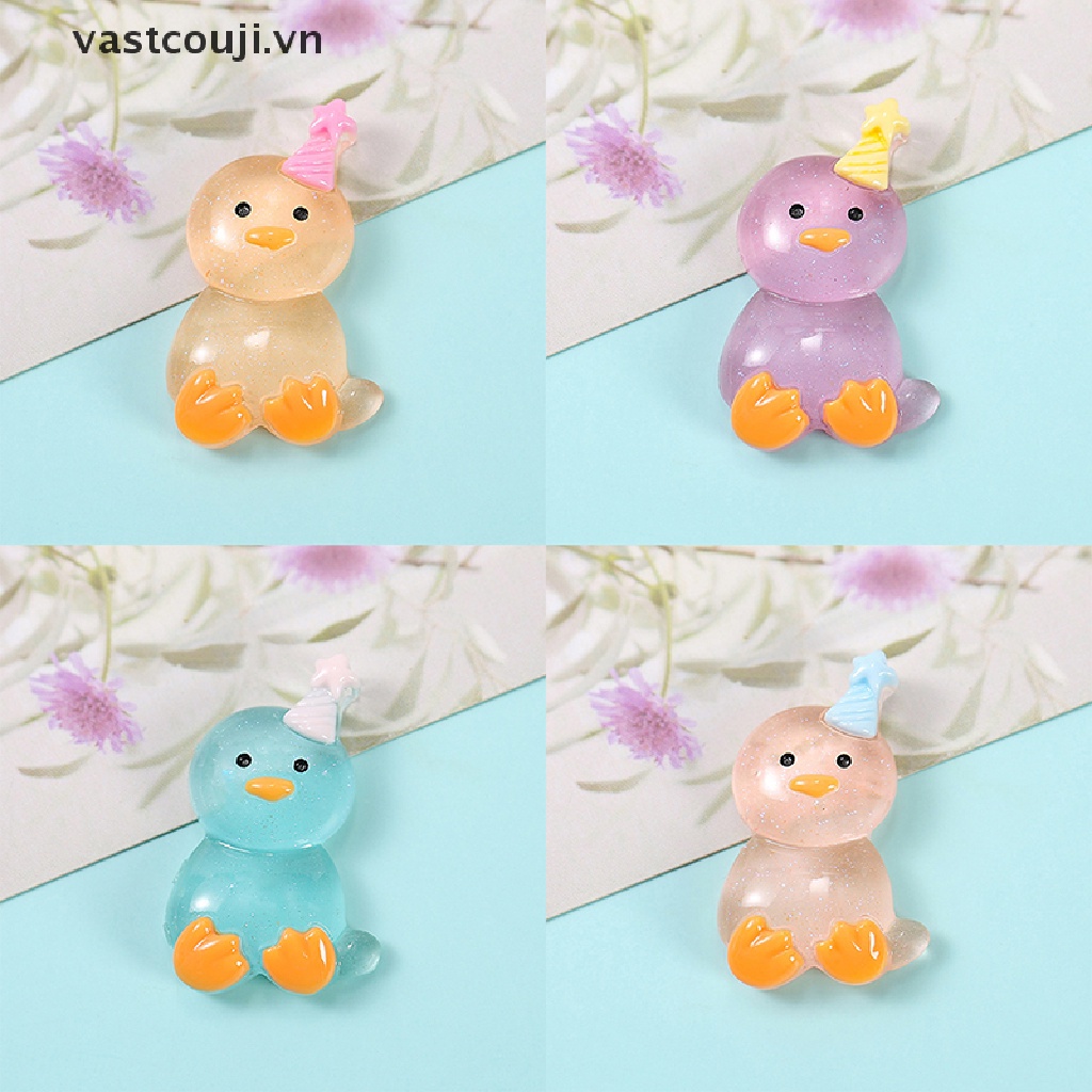 Set 2 Tượng Gà Con Mini Bằng Nhựa Resin Phát Quang Dễ Thương Dùng Để Trang Trí DIY