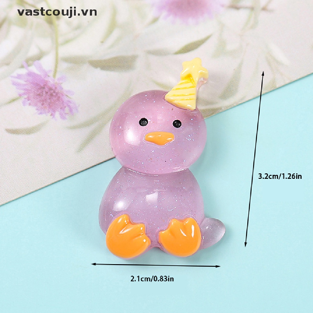 Set 2 Tượng Gà Con Mini Bằng Nhựa Resin Phát Quang Dễ Thương Dùng Để Trang Trí DIY