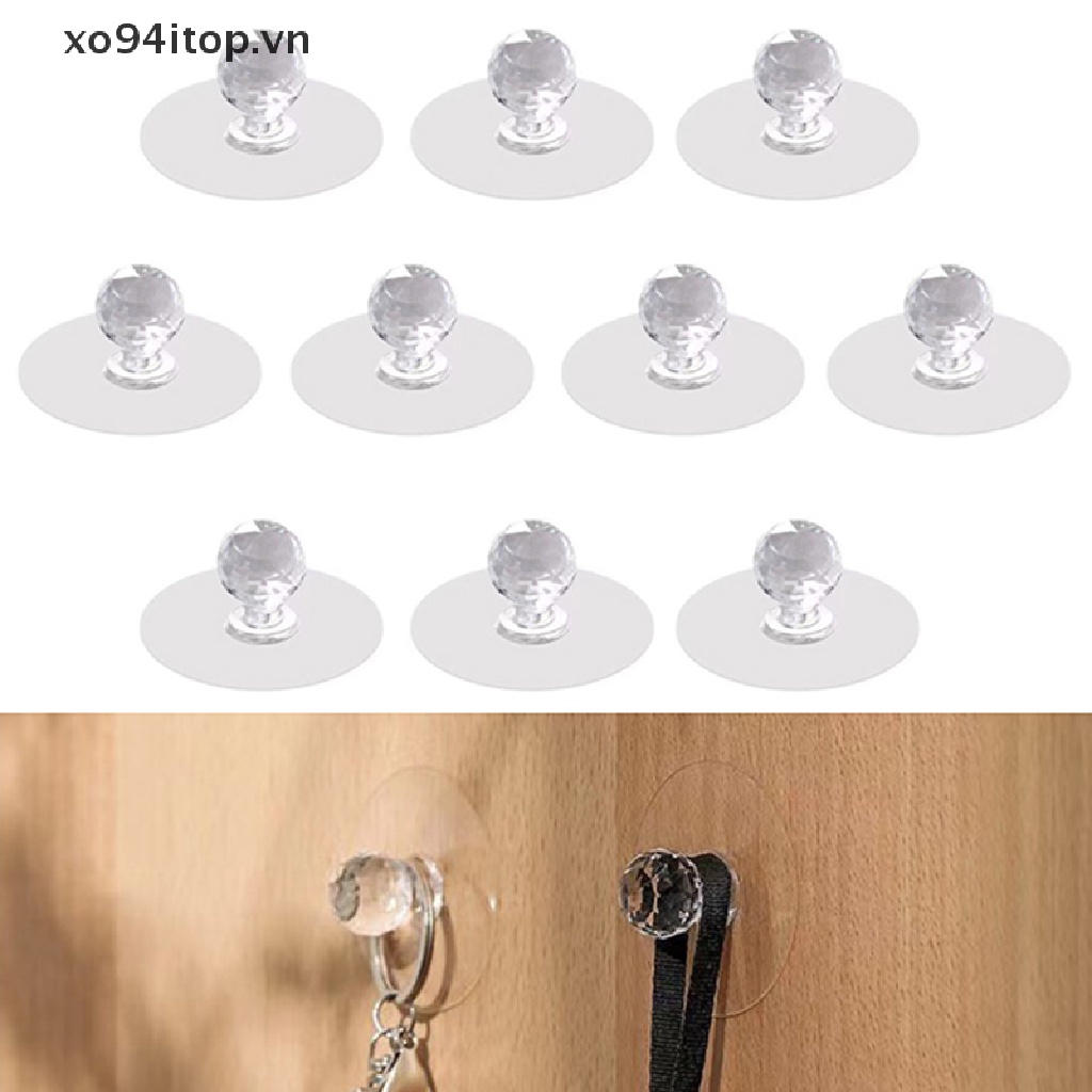 Set 10 Tay Nắm Ngăn Kéo Tủ Hình Viên Kim Cương Pha Lê