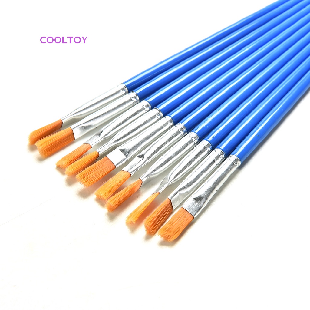 Cooltoy Set 10 Cọ Vẽ Màu Nước Bằng Nylon Màu Xanh Dương Mới Dành Cho Trẻ Em