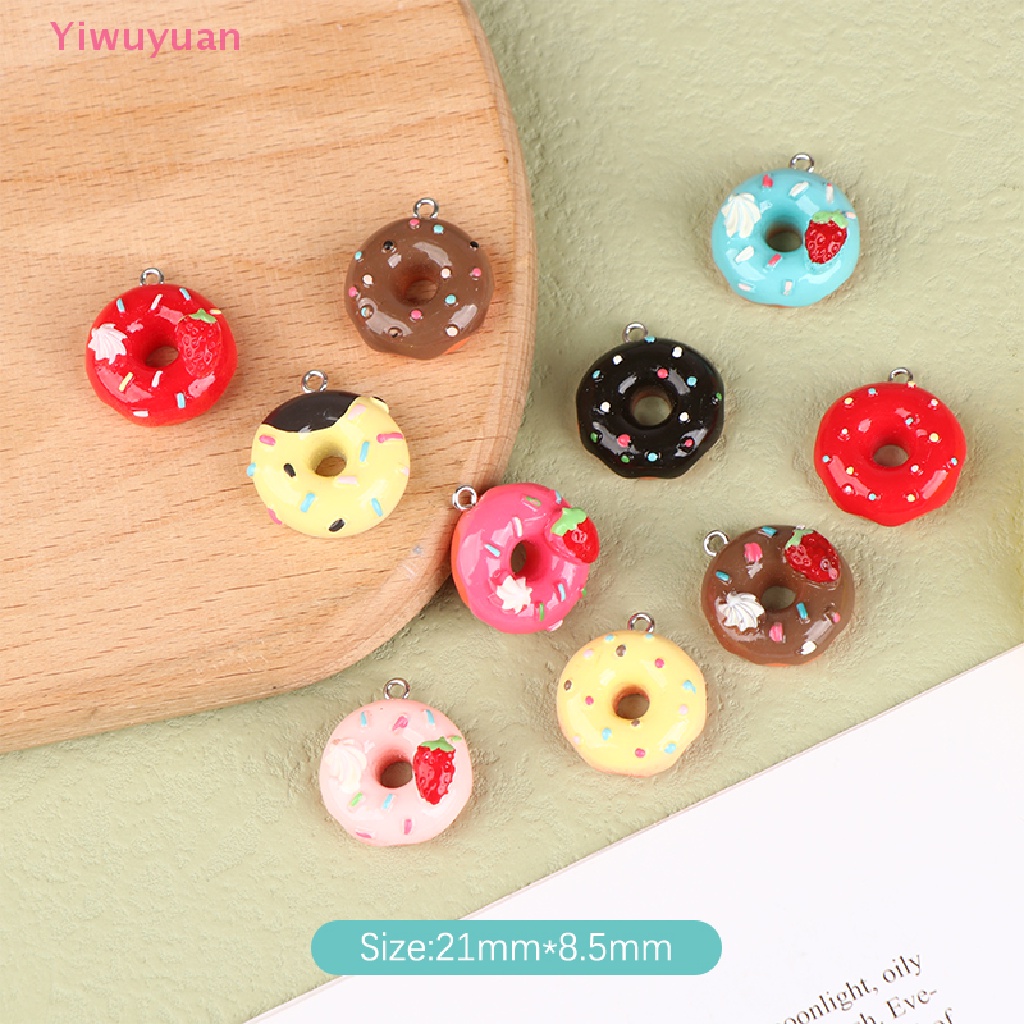 < Yiwuyuan > Set 10 Phụ Kiện Làm Trang Sức Hình Bánh Donut Rỗng Bằng Nhựa Resin Dễ Thương