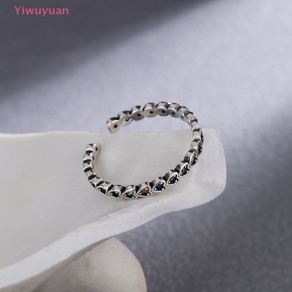 < Yiwuyuan > Nhẫn Hở Mạ Bạc 925 Đính Đá zircon Hình Trái Tim Sang Trọng Cho Nữ