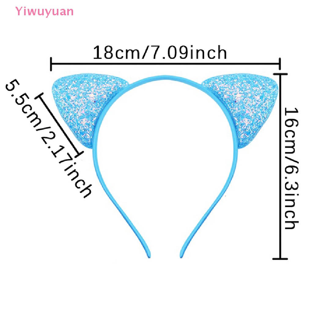< Yiwuyuan > Băng Đô Tai Mèo Hoạt Hình Đính Sequin Tùy Chỉnh Ngọt Ngào Cho Trẻ Em