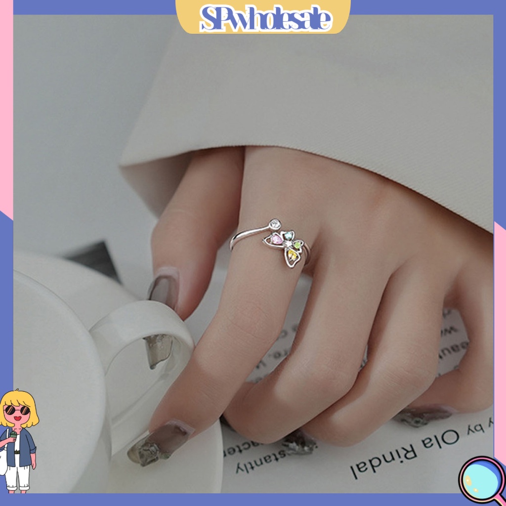 <SPwholesale> Nhẫn Hở Đính Đá Zircon Hình Bướm Nhiều Màu Sắc Ngọt Ngào Thời Trang Cho Nữ