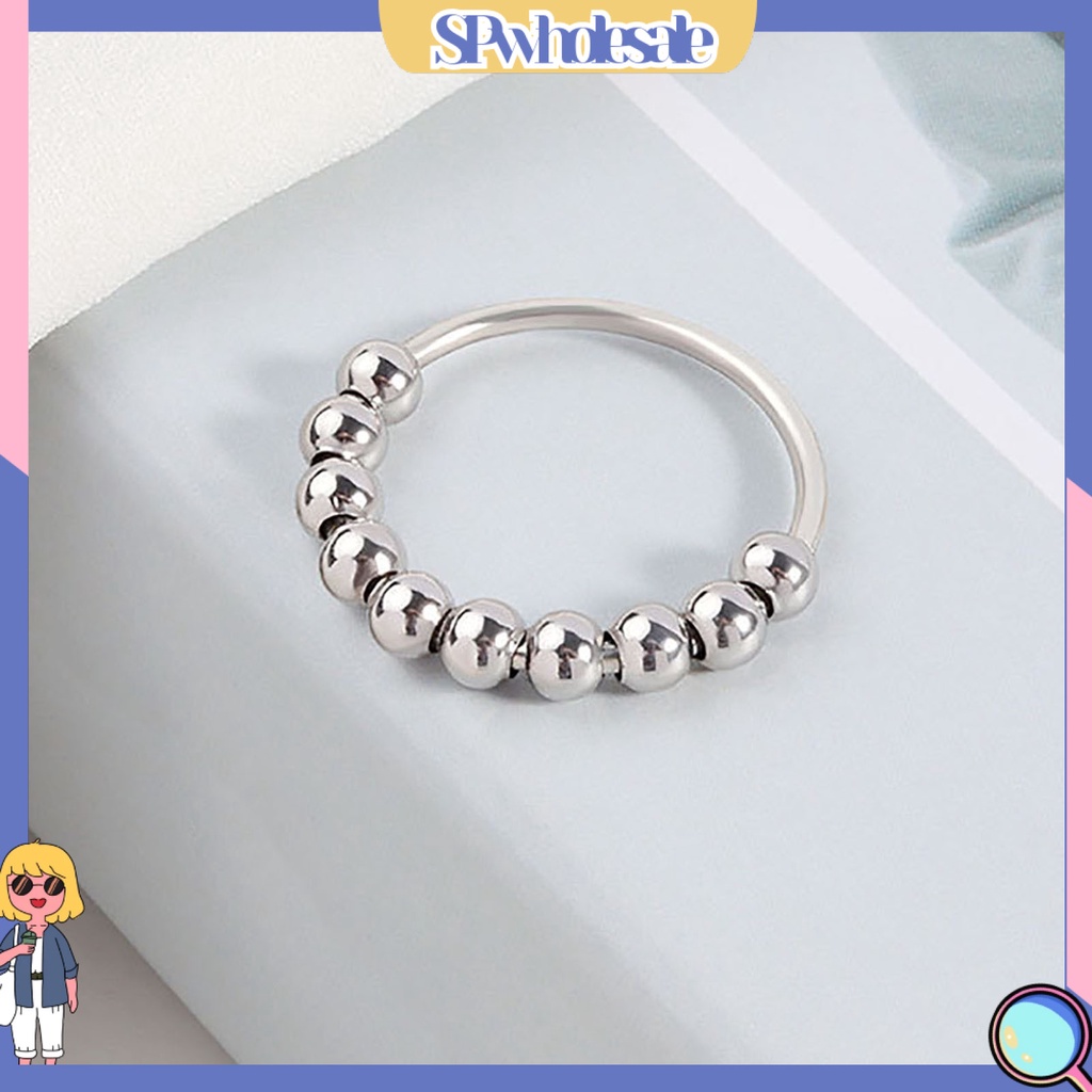 <SPwholesale> Nhẫn Hợp Kim Xoay Tròn Màu Trơn Giảm Căng Thẳng Cá Tính Unisex
