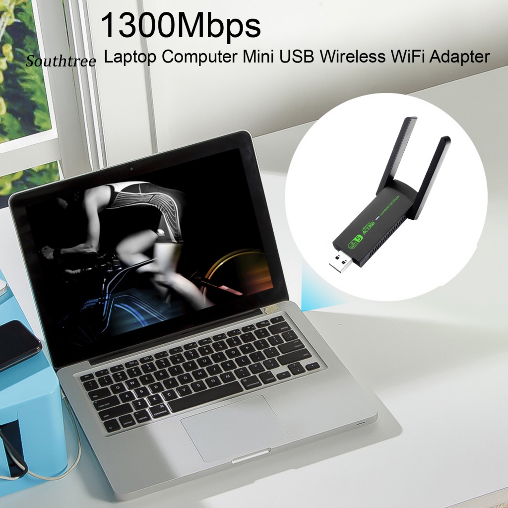 Thẻ Mạng Không Dây 1300Mbps Hai Băng Tần Cổng USB Cho Máy Tính Laptop