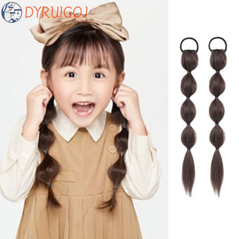 Tóc Giả Bằng Sợi Tổng Hợp Màu Nâu Tự Nhiên Ngọt Ngào Cho Bé Gái