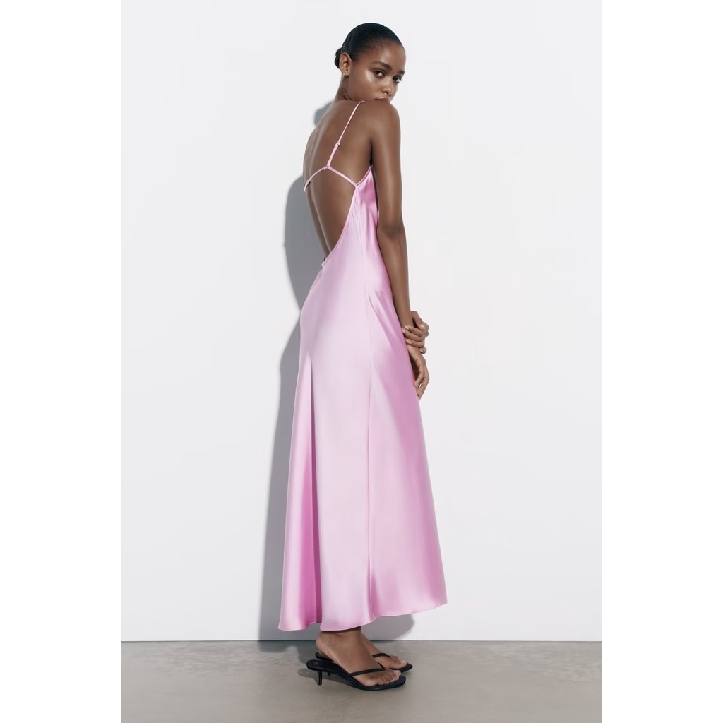 Đầm Hở Lưng Chất Liệu Satin Thời Trang Mùa Hè ZARA 7102345