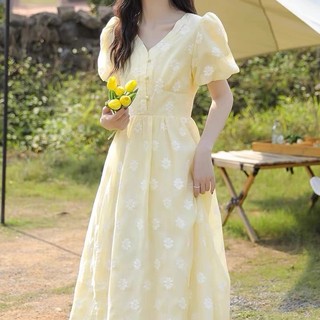 Đầm Tay Phồng Cổ Vuông In Họa Tiết Hoa Thời Trang Mùa Hè Xinh Xắn Cho Nữ