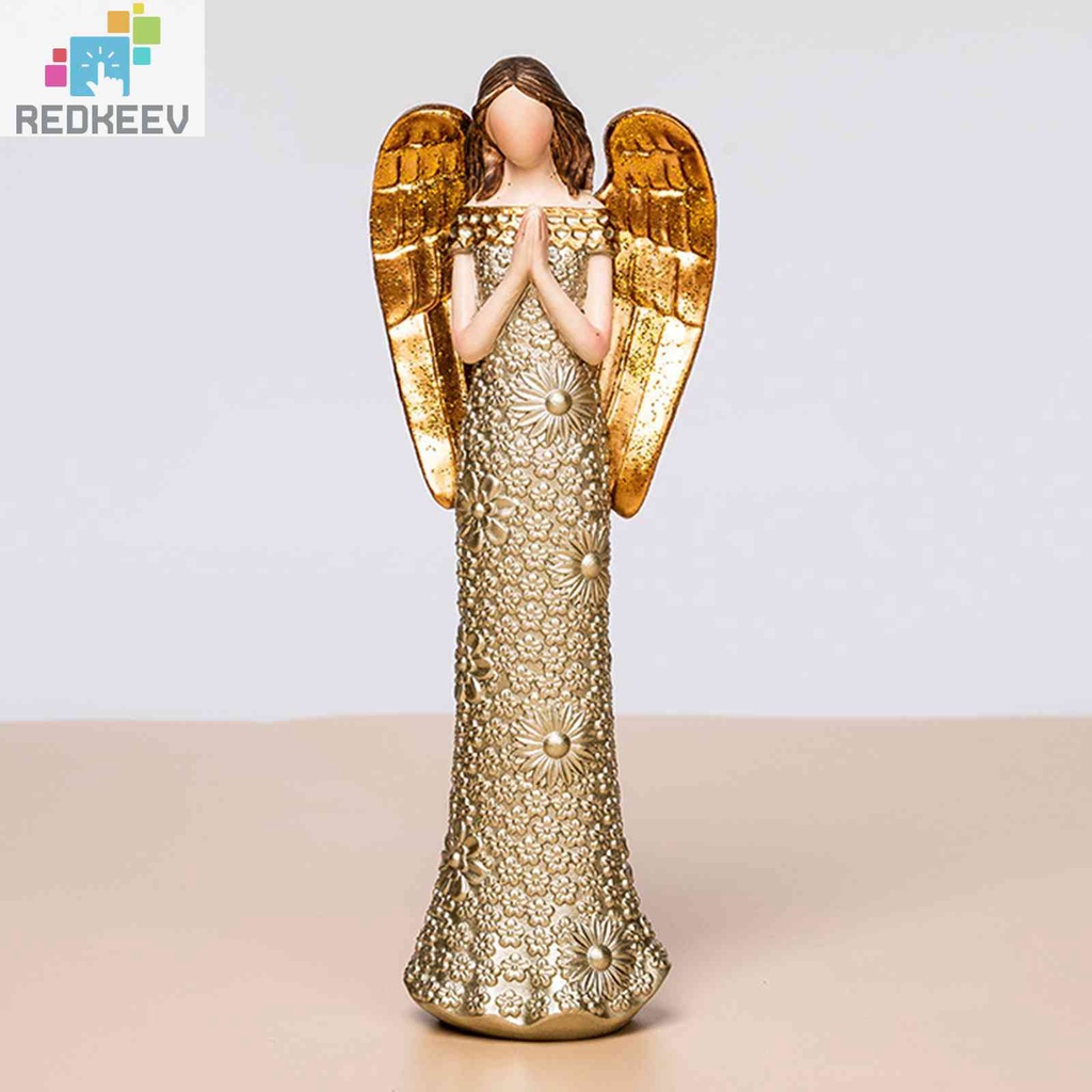 Đồ trang trí Thiên Thần Elf Bằng Nhựa Resin Màu Vàng Để Bàn Trang Trí