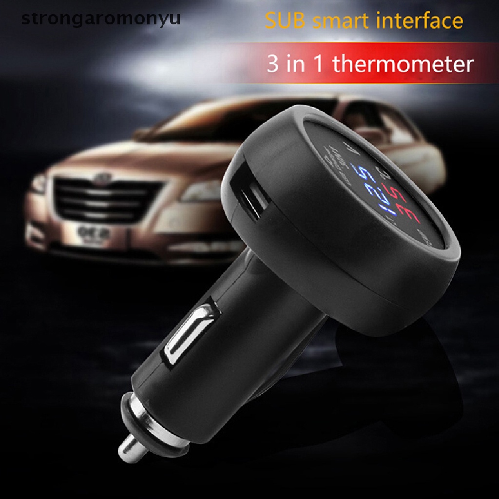Thiết Bị Đo Nhiệt Độ Và Độ Ẩm 3 Trong 1 12V / 24V Có Màn Hình LED Kỹ Thuật Số Cho Xe Hơi