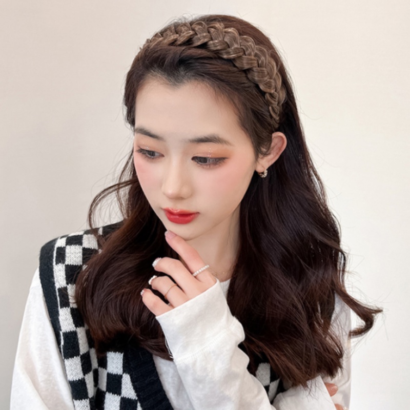 Băng Đô Cài Tóc Giả Thắt Bím Xương Cá Dễ Thương Chống Trượt Phong Cách Hàn Quốc Cho Nữ