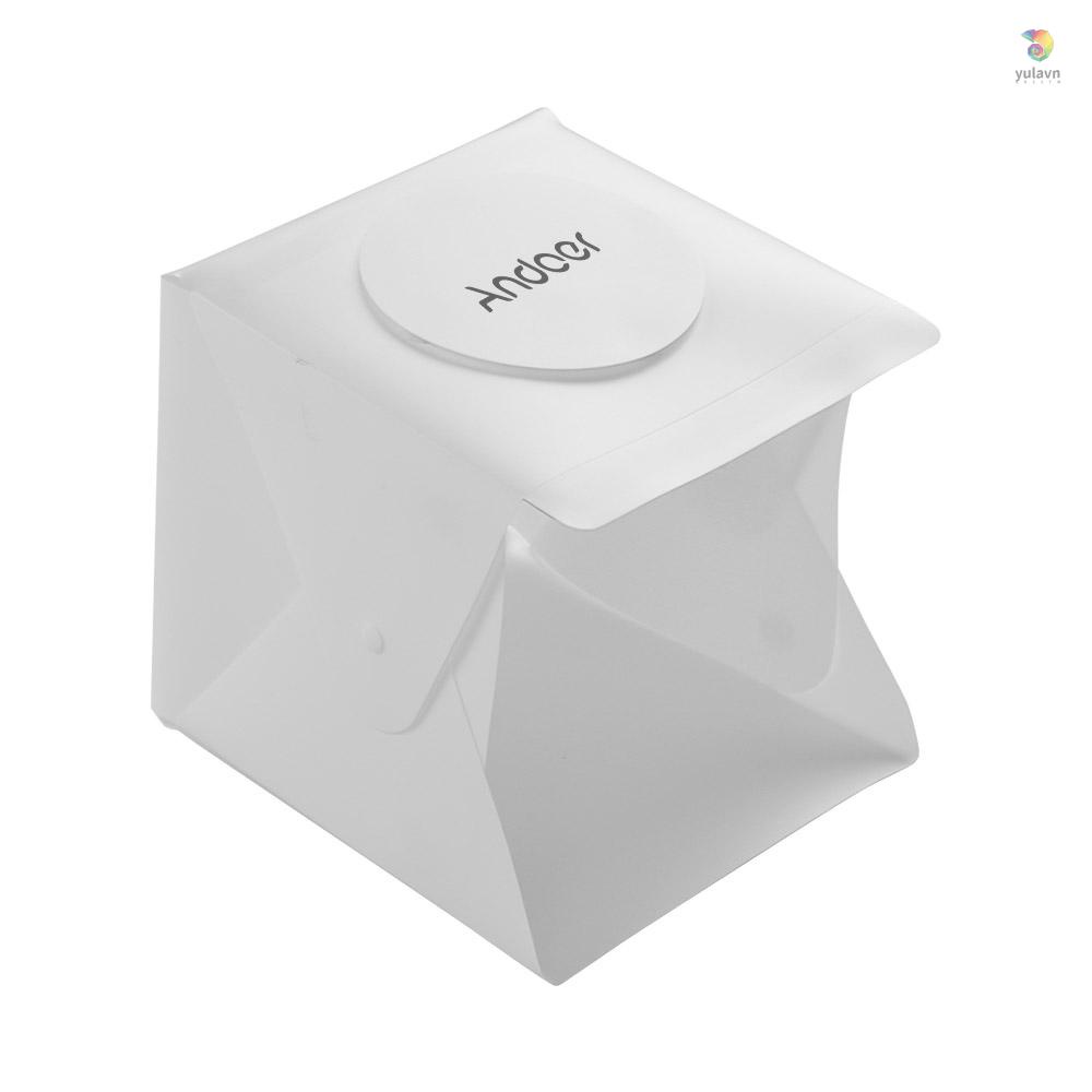 Hộp Chụp Ảnh Mini Andoer Có Đèn LED 6 Màu 2pc + 40 Hạt Đèn 6500K Cáp USB