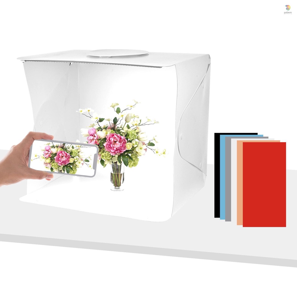 Hộp Đèn Chụp Ảnh Andoer 40cm / 15.7inch 10W Mini 5500K Có 6 Màu Có Kẹp Gắn Điện Thoại / Trang Sức