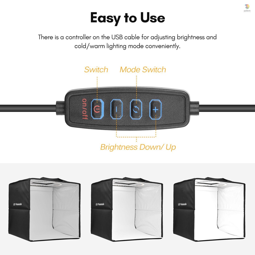 Hộp Chụp Ảnh 128 Hạt Đèn LED 30cm / 11.8inch Có Thể Gập Lại Được Kèm 6 Màu Sắc (Trắng / Đen)