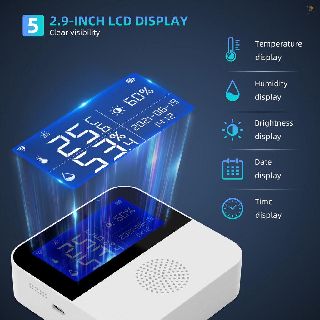 Đồng Hồ Đo Nhiệt Độ Và Độ Ẩm Không Khí Có Màn Hình LCD 2.9-inch °C / °F Đồng Hồ Đeo Tay Thời Gian Sử Dụng Trong Nhà