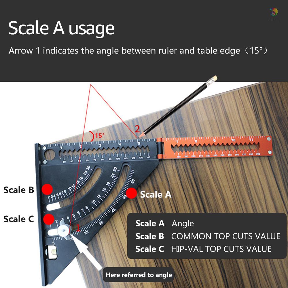 Thước Đo Định Vị Góc 6-inch Hình Tam Giác / Vuông Bằng Hợp Kim Nhôm Có Thể Gập Lại Đa Năng