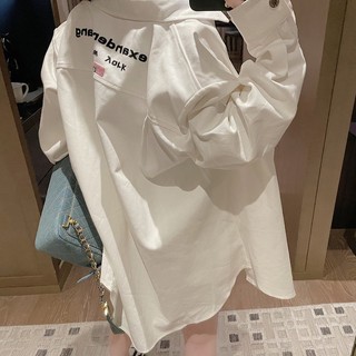 Alexander-Wang 2023 pony embroidered logo aw King's 2023 spring new denim shirt oversize embroidered letter diamond buckle denim men's and women's coat