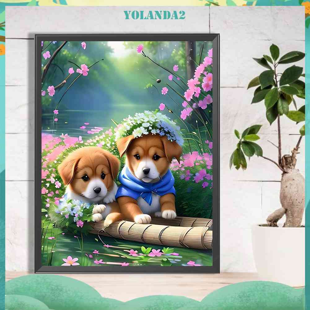 Tranh Đính Đá Kim Cương Toàn Bộ 5D DIY Hình Vẽ Chó Trang Trí Nhà Cửa