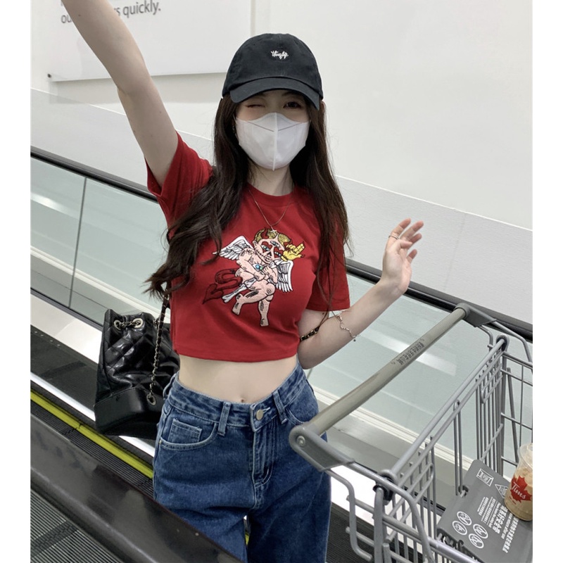 Áo Thun Ngắn Tay Thêu Họa Tiết Xinh Xắn Dành Cho Nữ