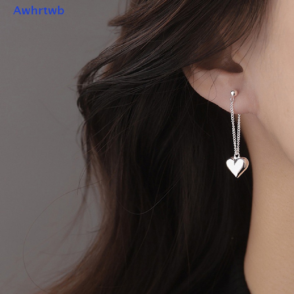 Bông Tai Bạc Hình Trái Tim Phối Tua Rua Phong Cách Cổ Điển Thời Trang Chống Dị Ứng Cho Nữ Mới