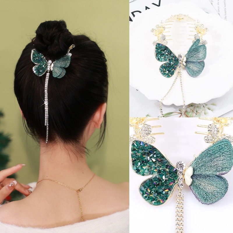 Kẹp Tóc Bướm Thêu Chất Lượng Cao Phụ Kiện Tóc Thanh Lịch Tinh Tế