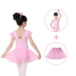 Bộ trang phục múa ba lê vải cotton phối voan cổ chữ v thời trang cho bé gái
