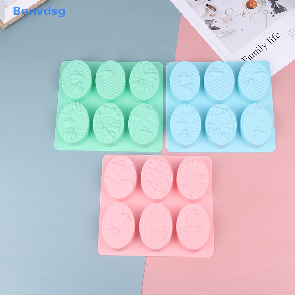 1 Khuôn Làm Bánh / Xà Phòng Handmade 6 Ô Hình Oval Bằng Silicone