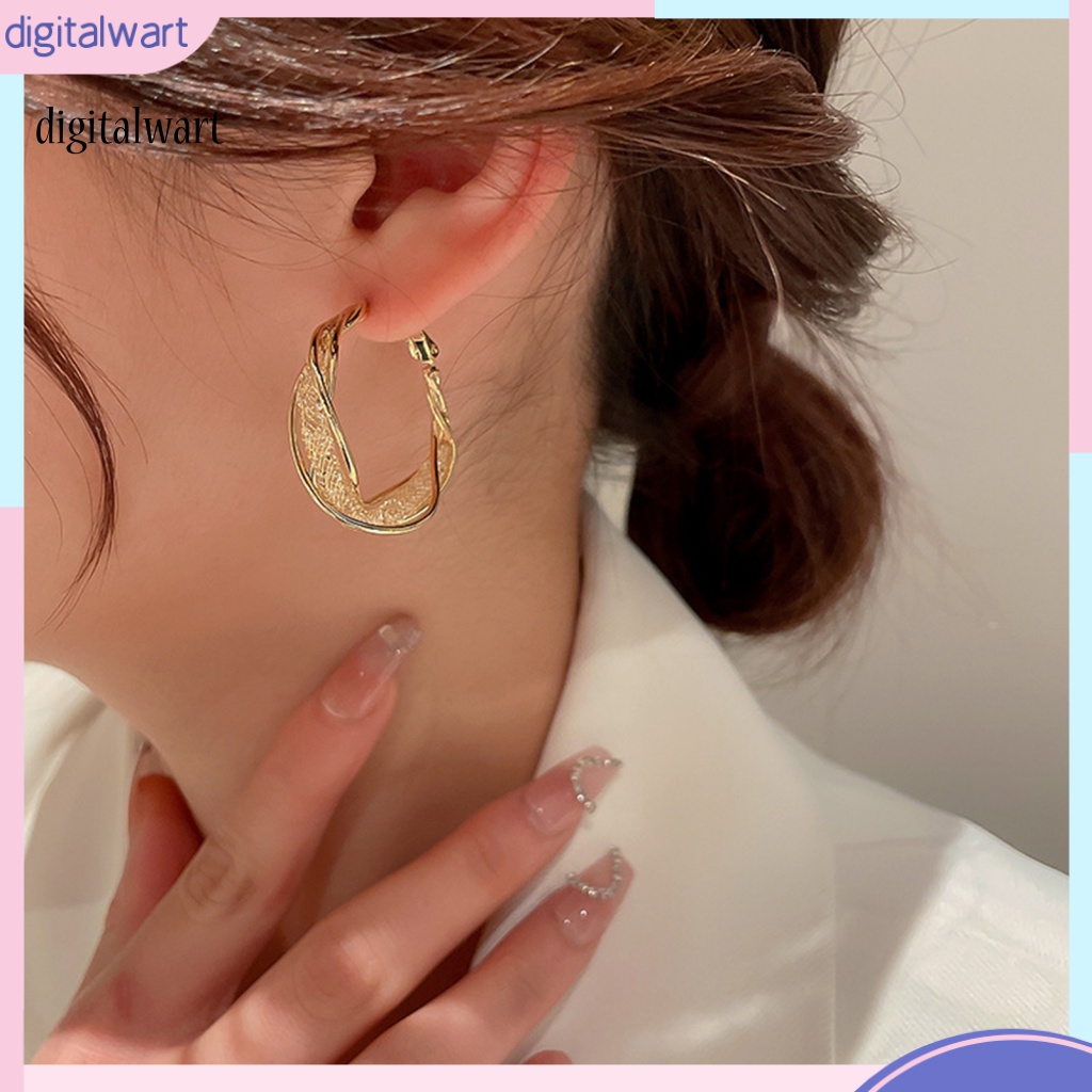 Kỹ Thuật Số| 1 Đôi Bông Tai Kim Loại Dạng Vòng Xoắn Hình Học Lớn Thời Trang