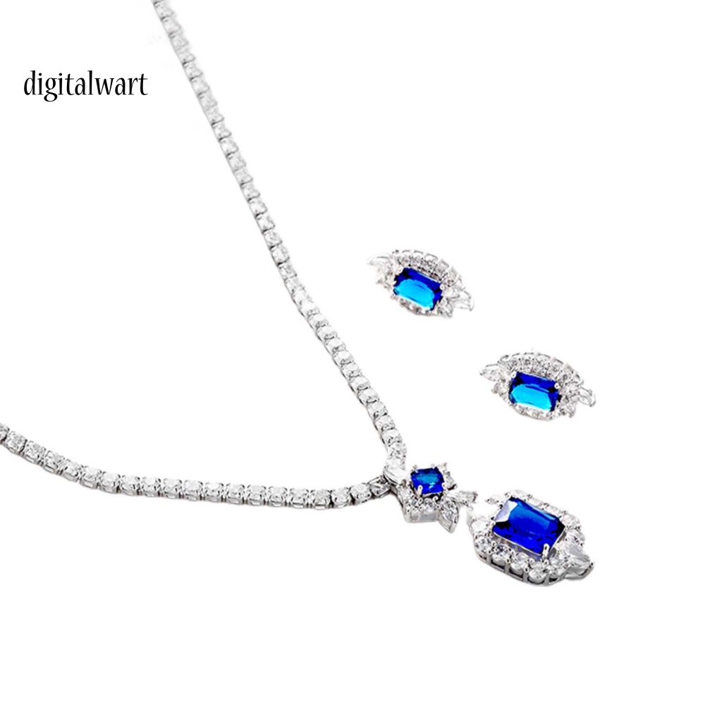 Kỹ Thuật Số| 1 Bộ Vòng cổ Và Bông Tai Đính Đá Khối Lập Phương Đặc Biệt Sang Trọng Thanh Lịch Cho Ngày Đặc Biệt