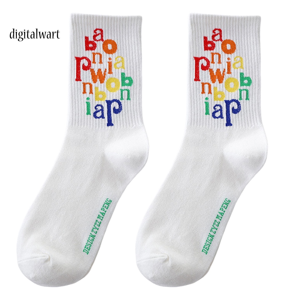 Kỹ Thuật Số| Vớ Thể Thao Dài Bằng Vải Mềm Nhẹ Thoáng Khí Co Giãn Tốt In Chữ Màu Cầu Vồng Tương Phản Thoải Mái Cho Nam