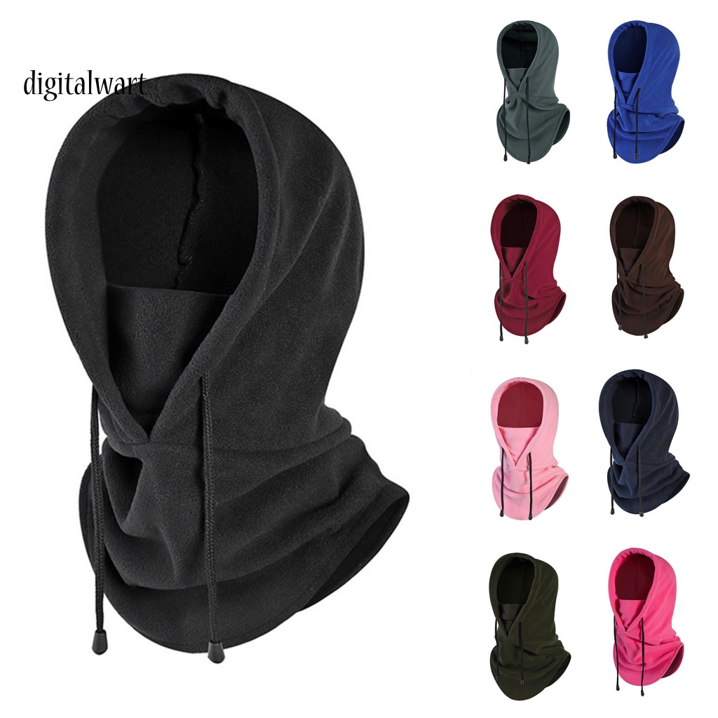 Kỹ Thuật Số| Mũ Balaclava Bằng Lông Cừu Dày Dặn Màu Trơn Có Dây Rút Bảo Vệ Tai Không Vành Cho Unisex