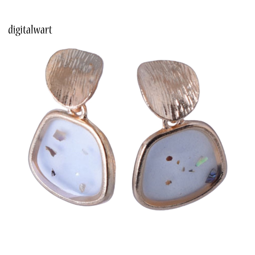 Kỹ Thuật Số| 2 Bông Tai Vỏ Sò Hình Vuông Bằng Hợp Kim Phong Cách Retro Dành Cho Nữ