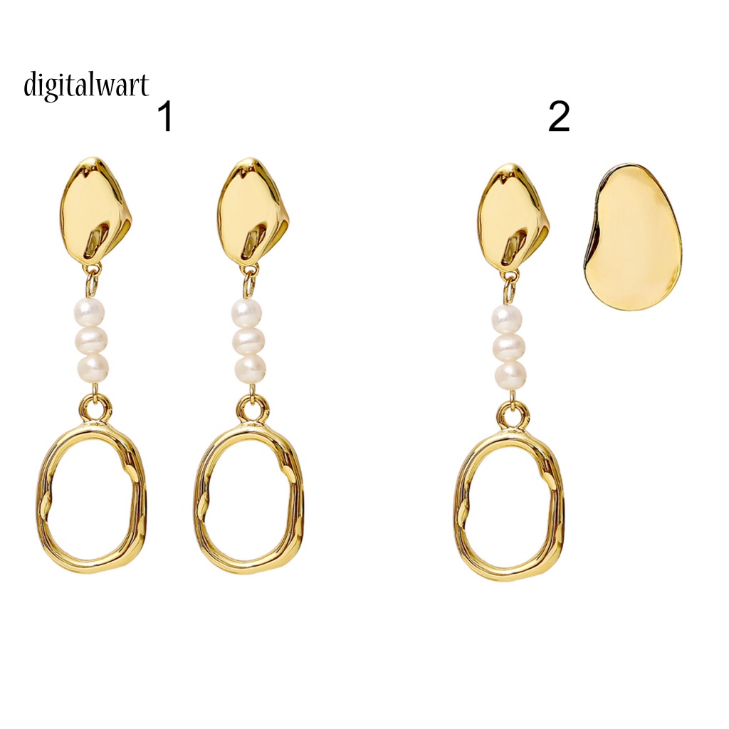 Kỹ Thuật Số| 1 Đôi Khuyên Tai Lủng Lẳng Đính Ngọc Trai Nhân Tạo Hình Học Không Đối Xứng