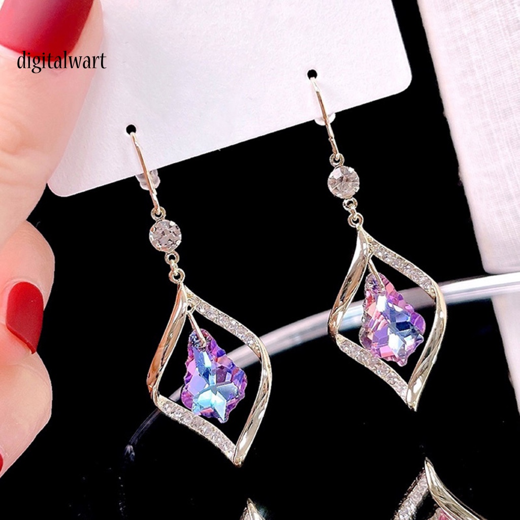 Kỹ Thuật Số| 1 Đôi Bông Tai Hình Thoi Đính Đá Lấp Lánh Dành Cho Nữ