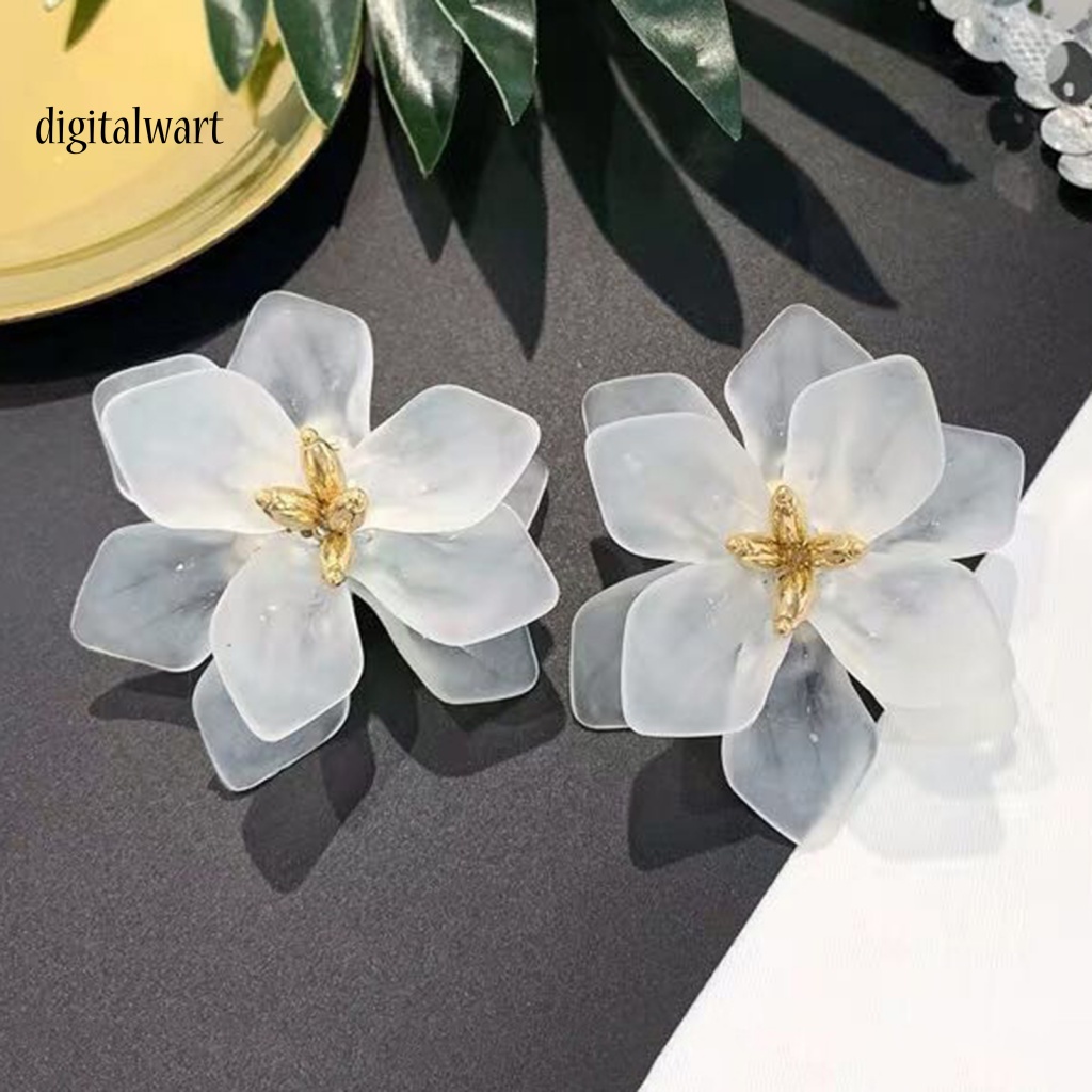 Kỹ Thuật Số| 1 Đôi Bông Tai Kẹp Hình Hoa Bằng Acrylic Phong Cách Vintage Thanh Lịch
