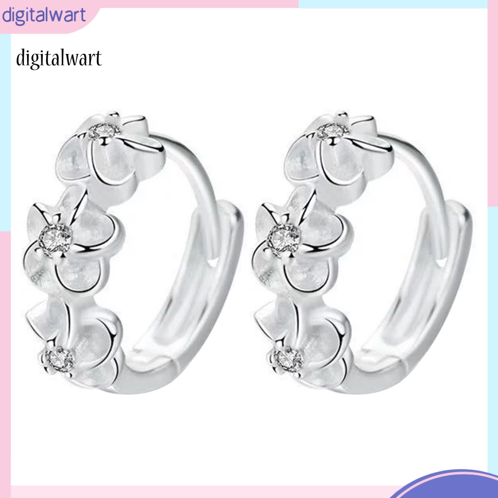 Kỹ Thuật Số| 1 Đôi Bông Tai Tròn Màu Trơn Hình Hoa Bằng Thép Không Gỉ Chống Dị Ứng Dành Cho Nữ