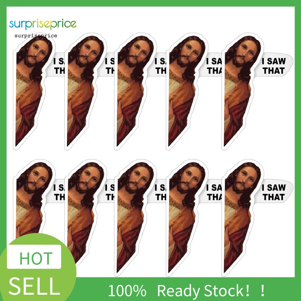 Set 10 Sticker Nhựa PVC Hình Chúa Jesus Trang Trí Máy Tính